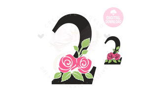 Rose Floral Number svg | Number 2 Rose Flower svg | Flower Wedding Monogram