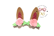 Load image into Gallery viewer, Flower Bunny Ear Hair Bow Template | CWC133
