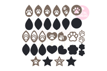 Load image into Gallery viewer, Paw Print Earring Template | 60 Templates Earring svg | ET004
