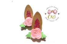 Load image into Gallery viewer, Flower Bunny Ear Hair Bow Template | CWC133
