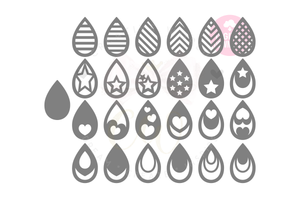 Teardrop Earring Template | 50 Templates Earring svg | ET001