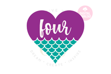 Load image into Gallery viewer, Big Bundle Heart Mermaid SVG | Mermaid Birthday Girl 1-10 svg
