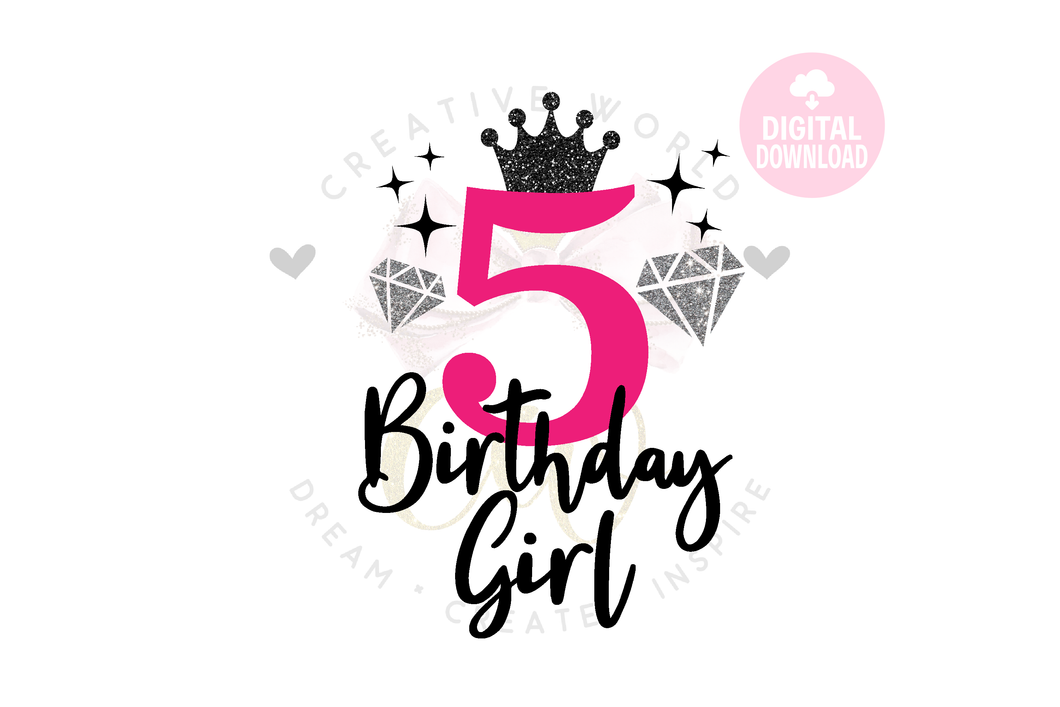 My 5th Birthday SVG | Bling Bling Fancy Diamond Birthday SVG