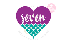 Load image into Gallery viewer, Big Bundle Heart Mermaid SVG | Mermaid Birthday Girl 1-10 svg
