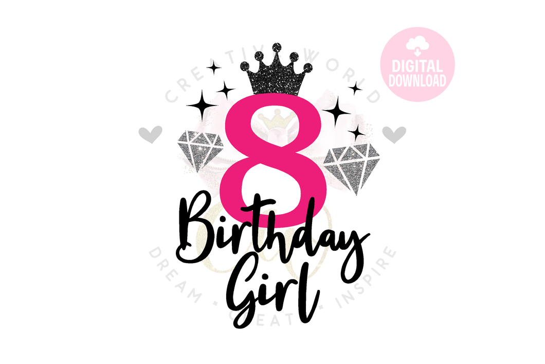 My 8th Birthday SVG | Bling Bling Fancy Diamond Birthday SVG