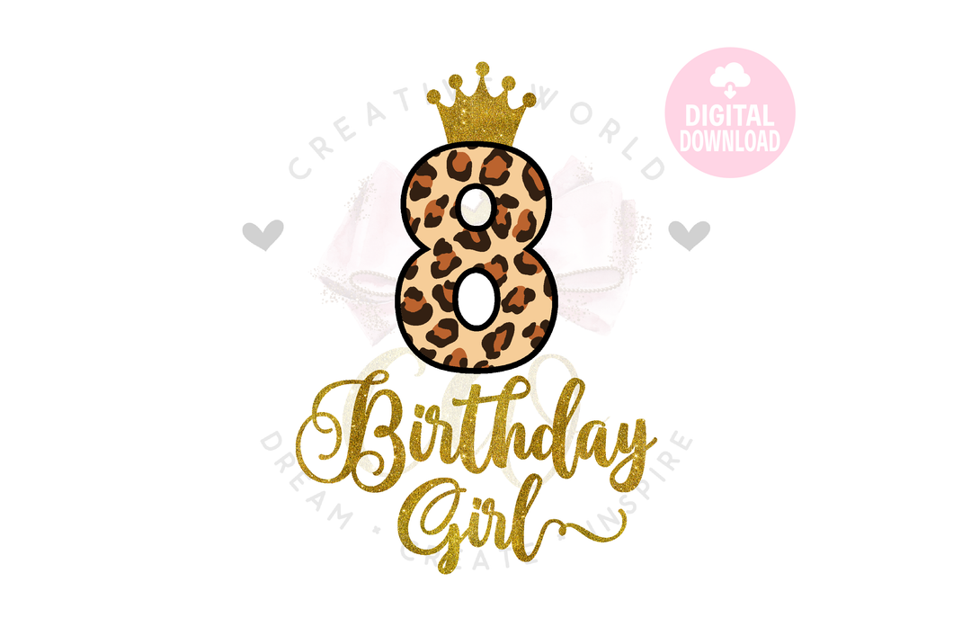 My 8th Birthday SVG | Leopard Birthday SVG