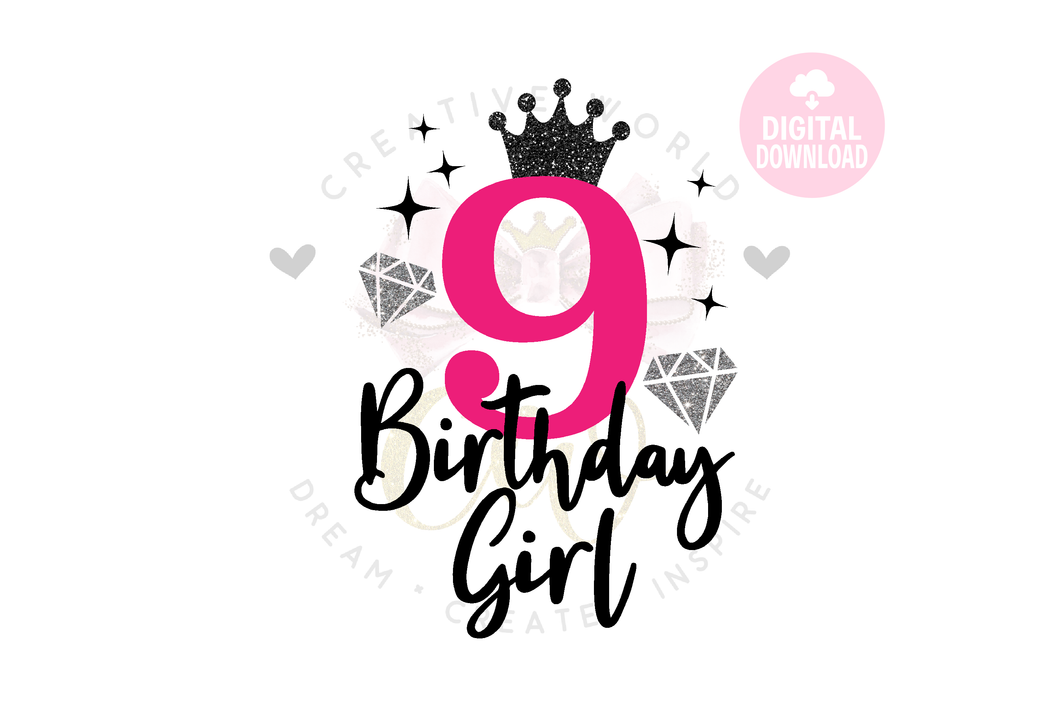 My 9th Birthday SVG | Bling Bling Fancy Diamond Birthday SVG