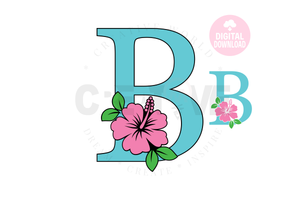 Hibiscus Floral Alphabet svg | Letter B Hibiscus Flower svg | Flower Wedding Monogram