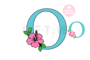 Hibiscus Floral Alphabet svg | Letter O Hibiscus Flower svg | Flower Wedding Monogram