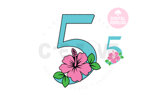 Hibiscus Floral Number svg | Number 5 Hibiscus Flower svg | Flower Wedding Monogram