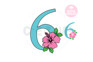 Hibiscus Floral Number svg | Number 6 Hibiscus Flower svg | Flower Wedding Monogram